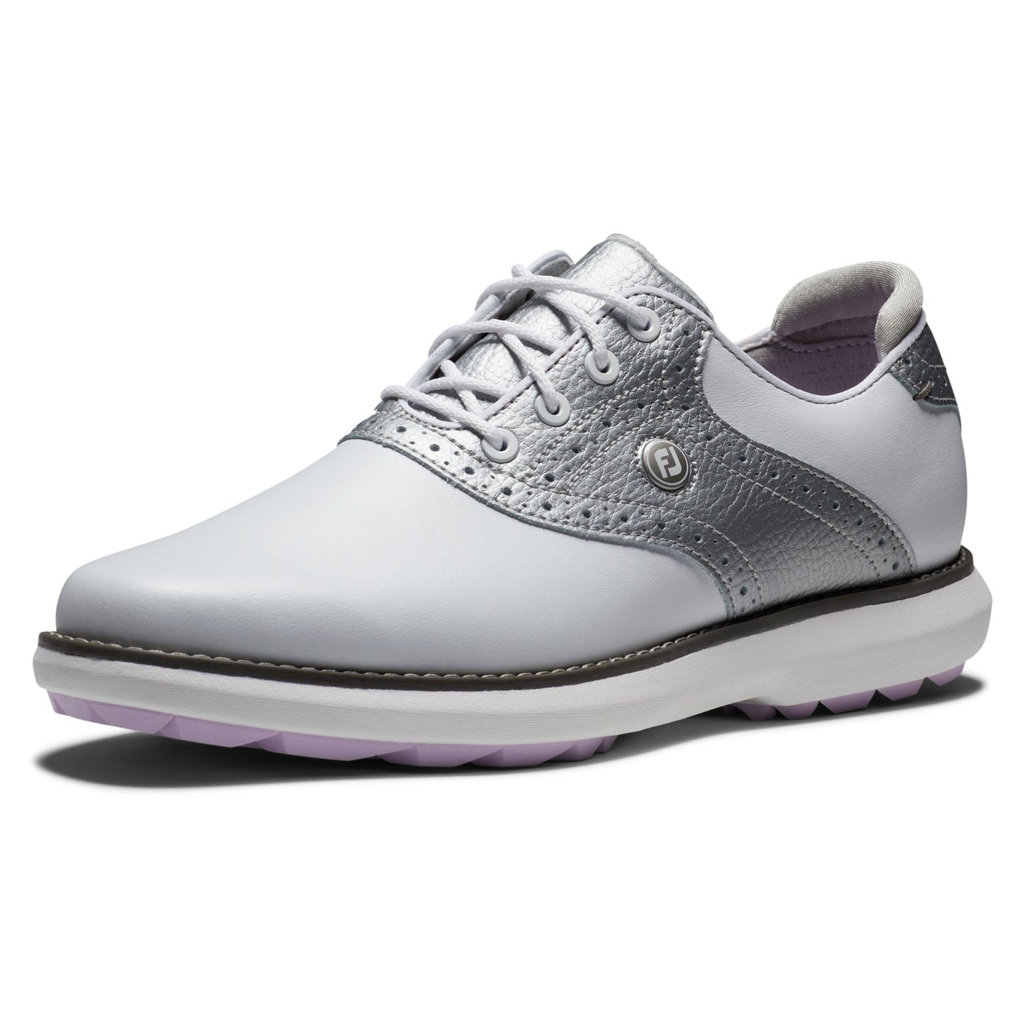 FootJoy Ladies Traditions Shoes in White, Silver & Purple