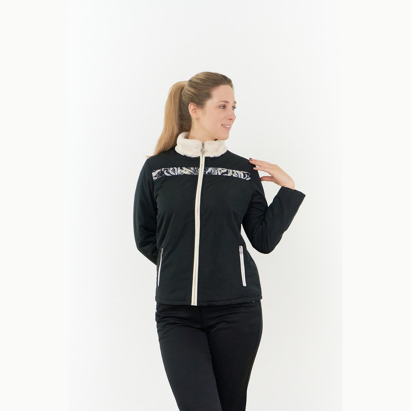 Pure Ladies Padded Golf Jacket With Faux Fur Collar