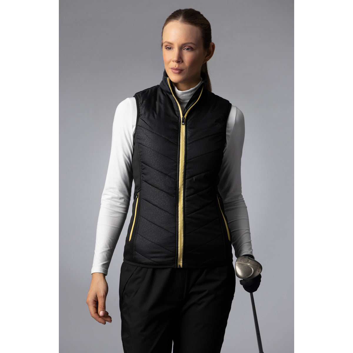 Sunderland Ladies Quilted Gilet in Black Cheetah & Gold - Last One Small Only Left
