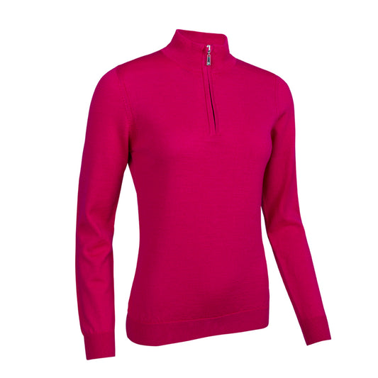 Glenmuir Ladies 100% Cotton Half-Zip Sweater for Luxurious Comfort & a Feminine Fit