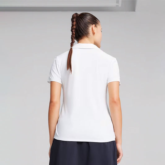 Puma Golf Ladies Short Sleeve Polo with Piped V-neck in White - Last One XL Only Left