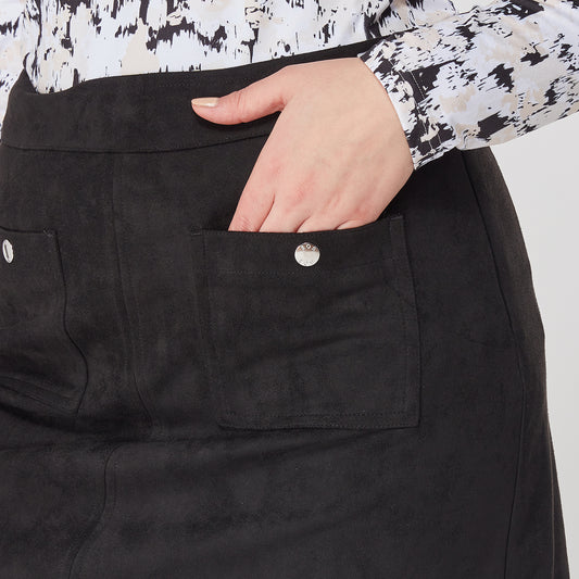 Swing Out Sister Ladies Faux Suede Skirt in Black - Last One Size 14 Only Left