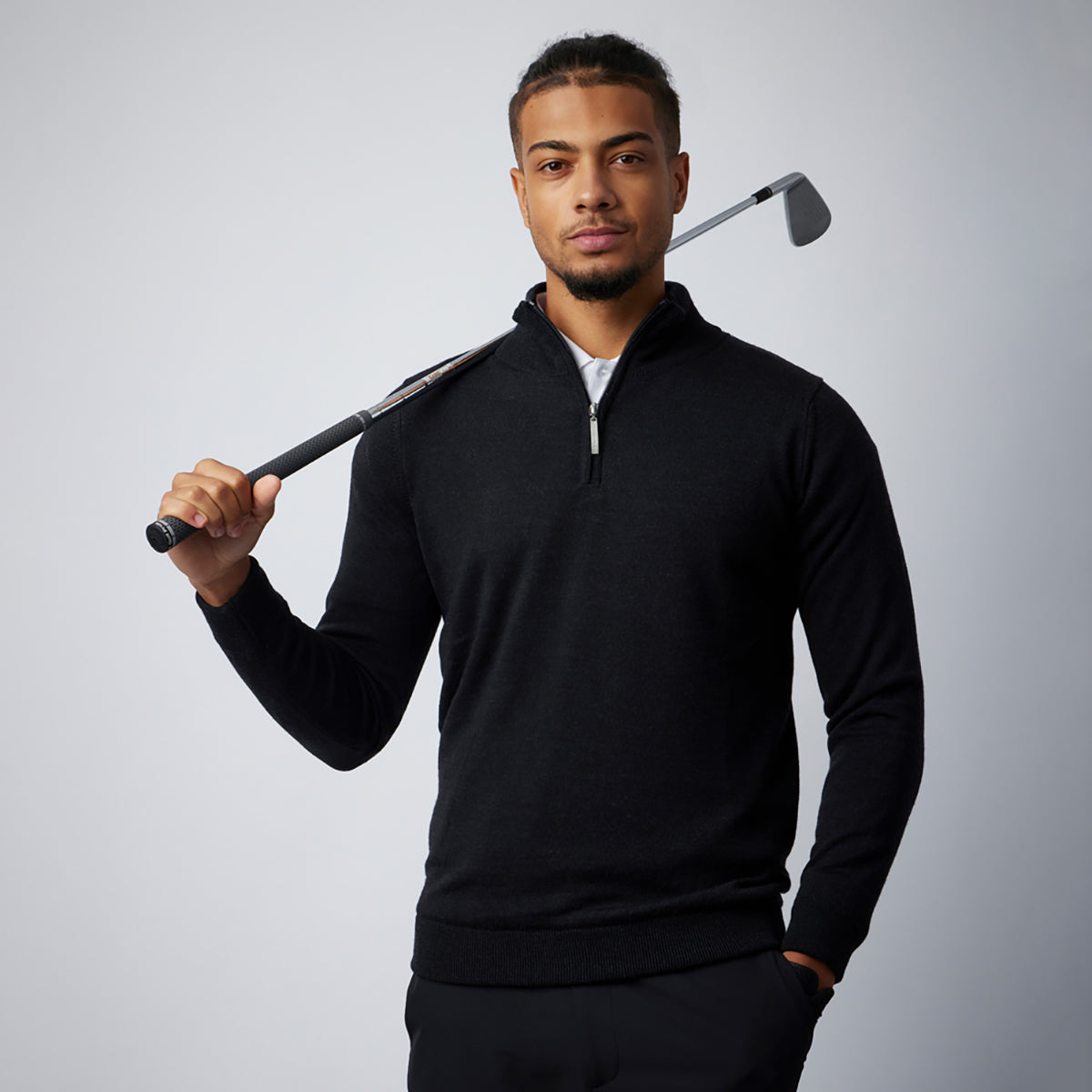 Glenmuir Mens Lined Merino Blend Sweater with Water Repellent Finish