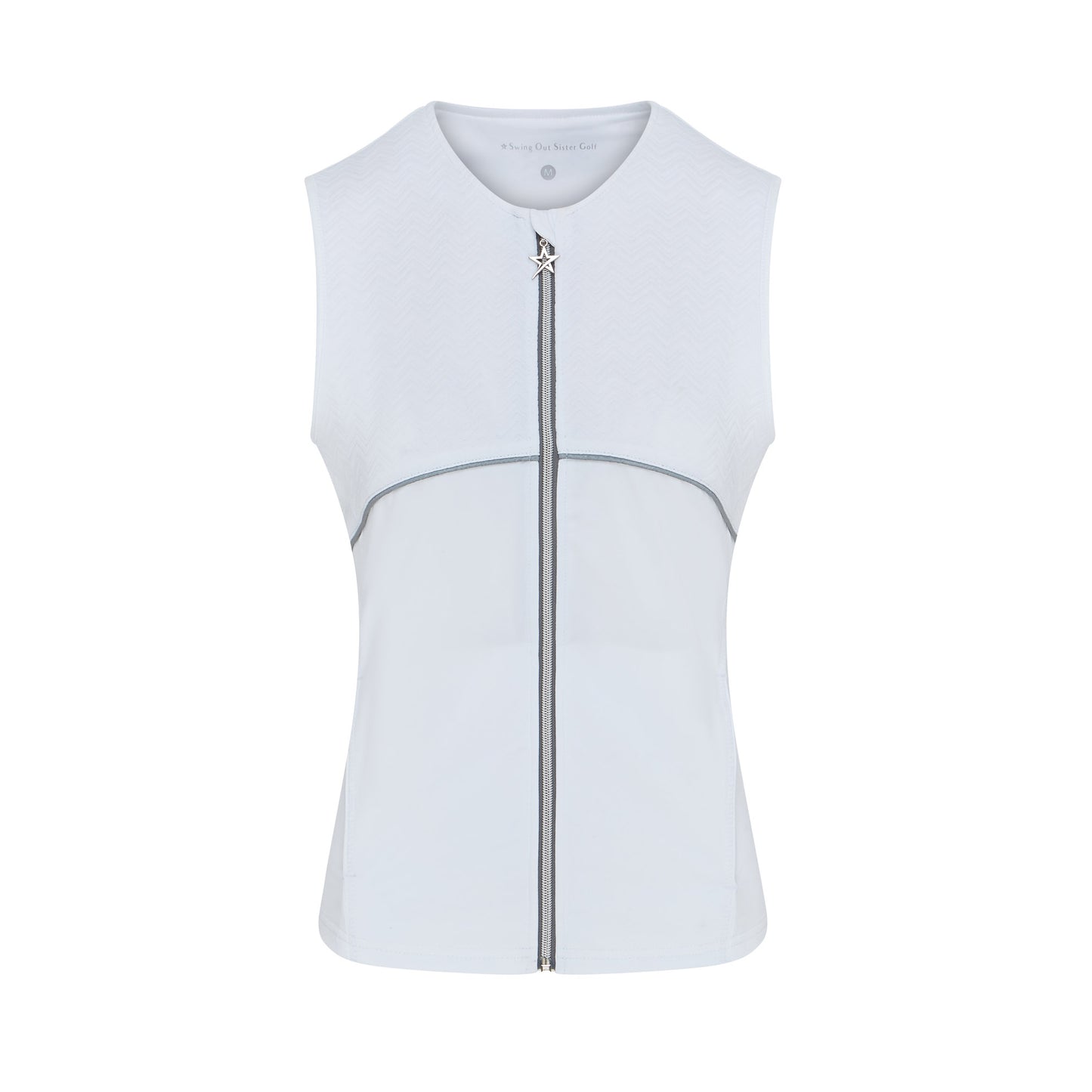 Swing Out Sister Women's Collarless Soft-Stretch Gilet in White