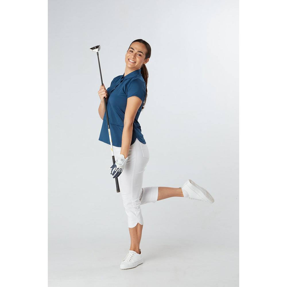 Swing Out Sister Atlantic Blue Cap Sleeve Polo - Last One Small Only Left