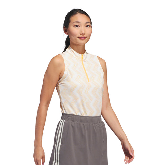 adidas Ladies Sleeveless Golf Polo with Abstract Zig-Zag Print - Large Only Left