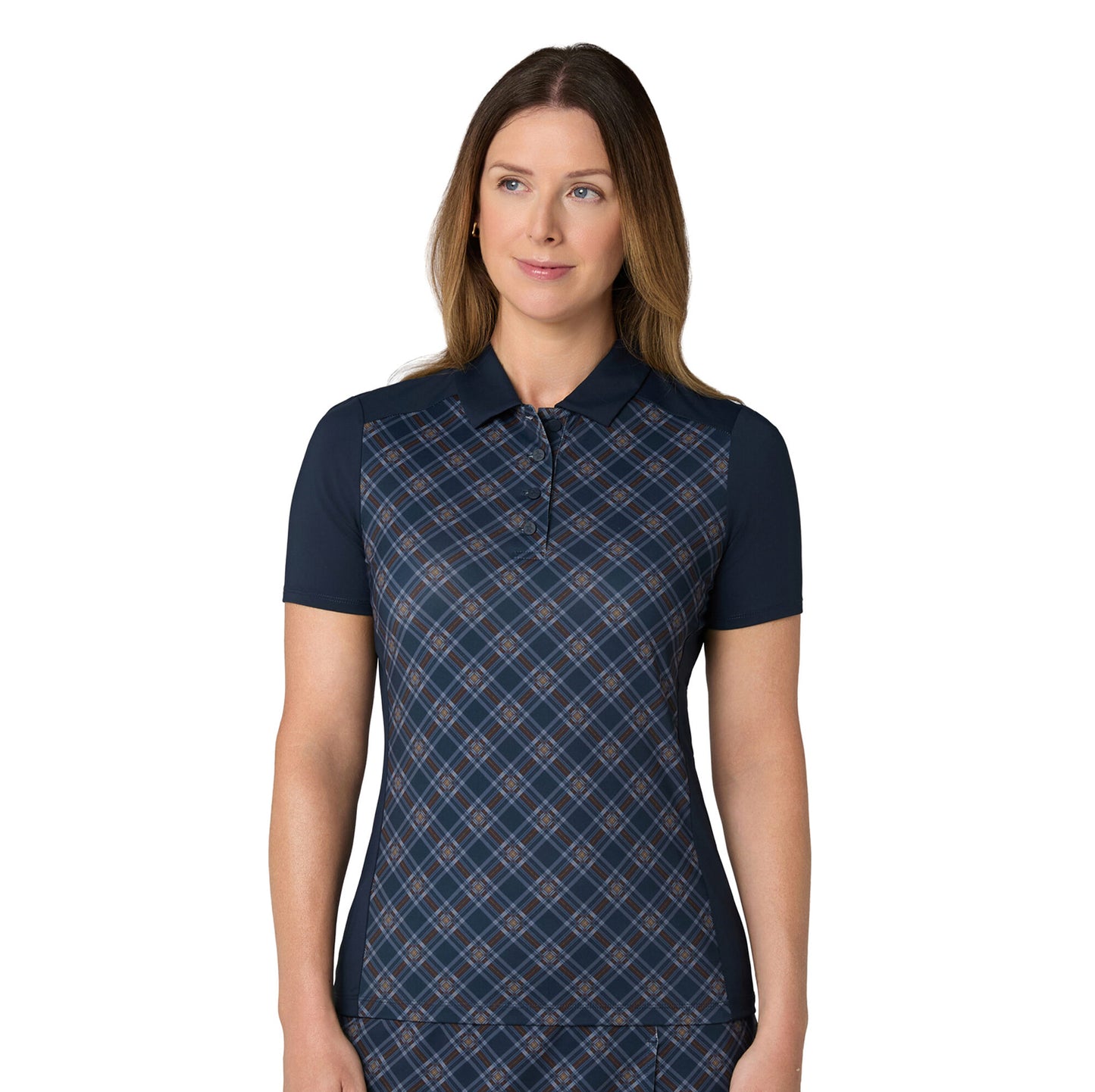 Original Penguin Ladies Short Sleeve Plaid Golf Polo