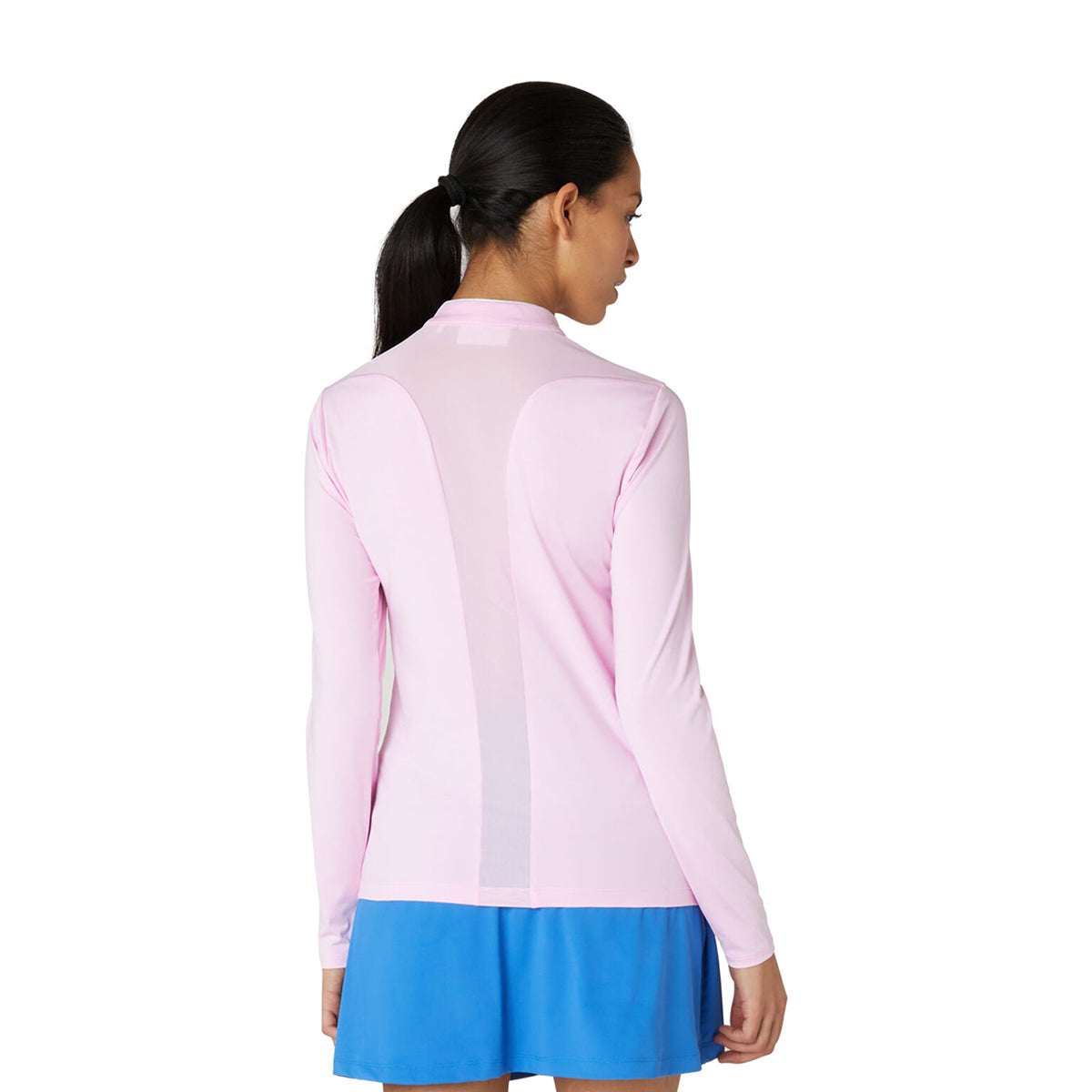Original Penguin Women's Zip-Neck Top with Mesh Panels in Gelato Pink
