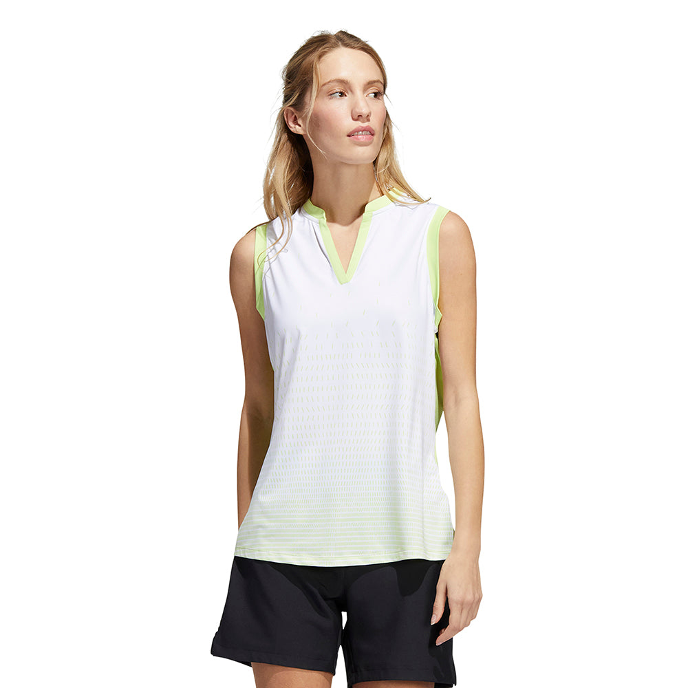 adidas Ladies Printed Front Sleeveless Golf Polo - Last One Small Only Left