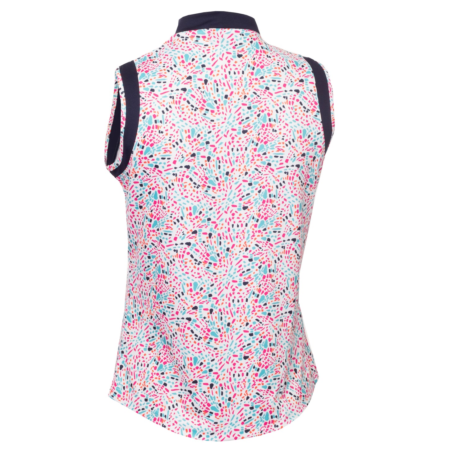 Green Lamb Women's Zip-Neck Sleeveless Polo with Speckle Print