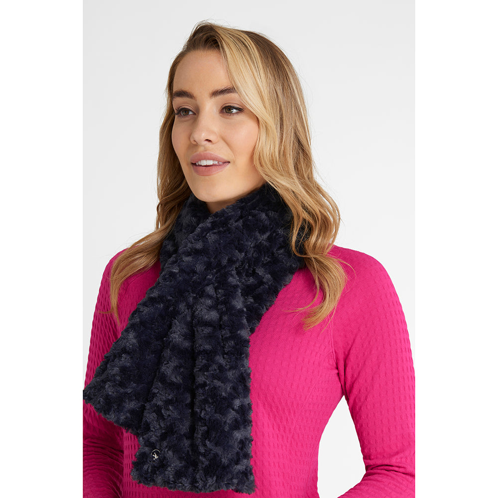 Green Lamb Fun Faux-Fur Scarf in Navy