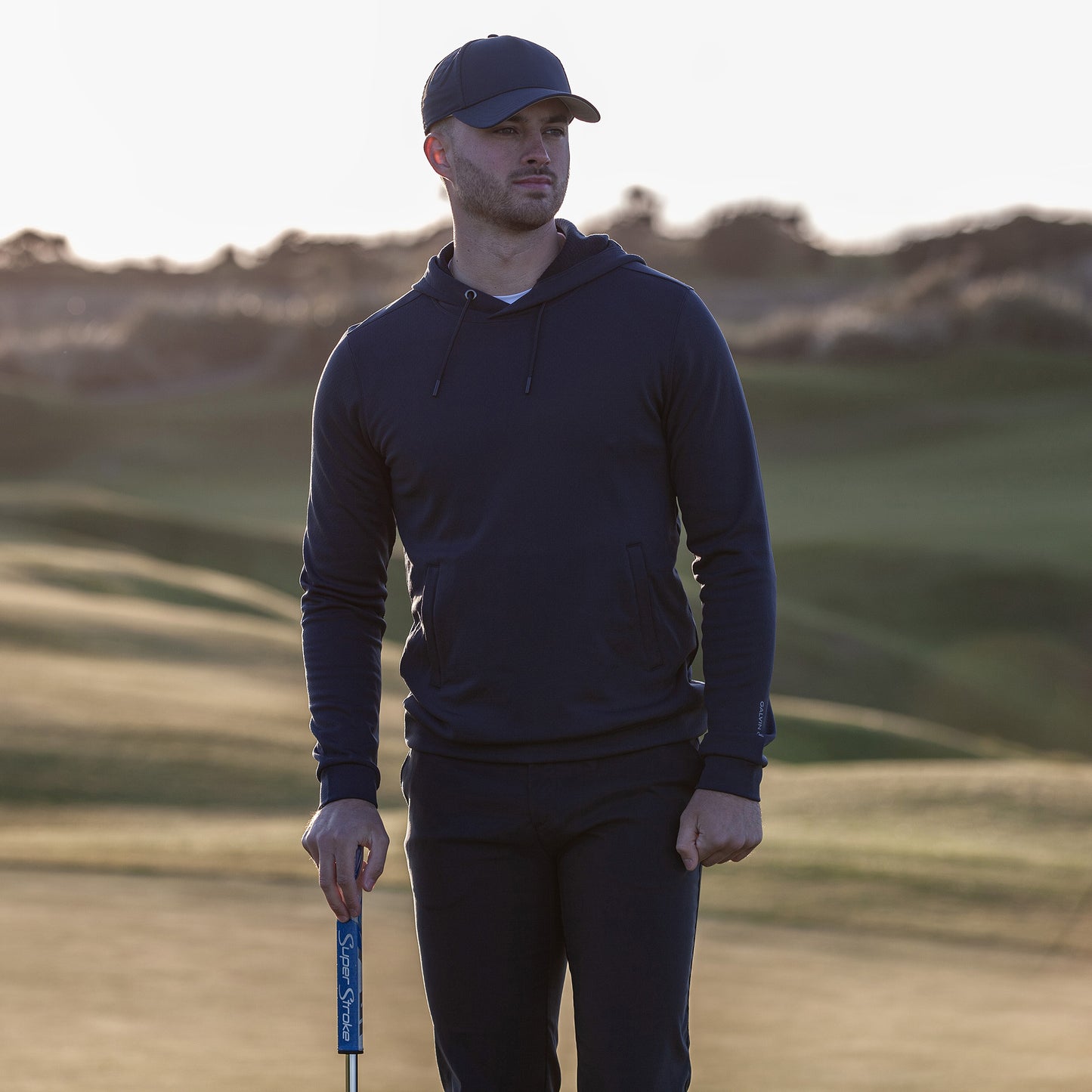 Galvin Green Mens Navy Mid-Layer with Adjustable Hood