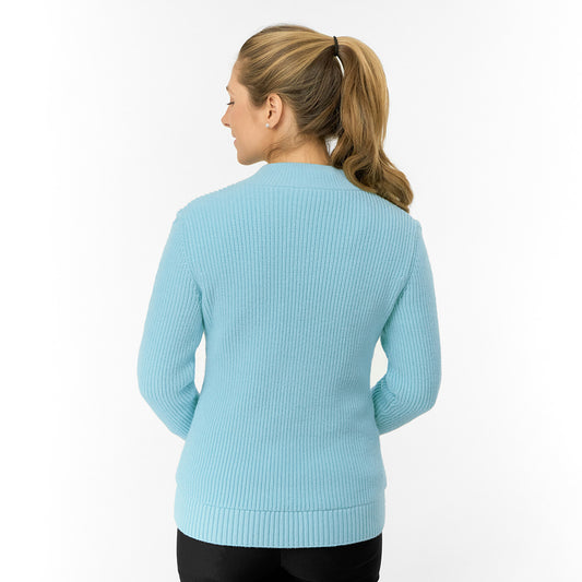 Pure Golf Ladies Cable Knit Quarter Zip Lined Sweater - Elevated Knitwear for the Fairway