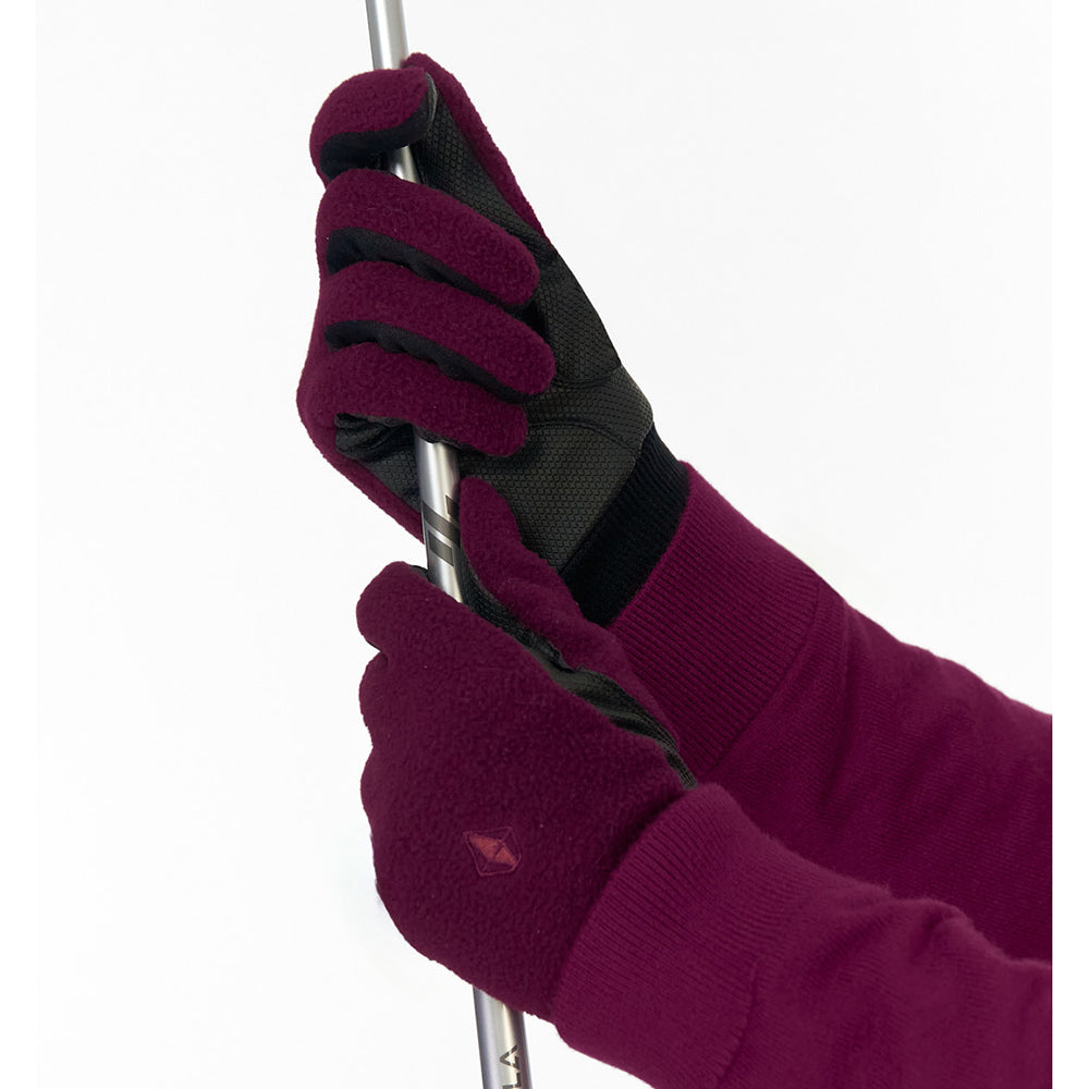 Pure Golf Ladies Glacier Pair of Polar Fleece Gloves in Morello Cherry