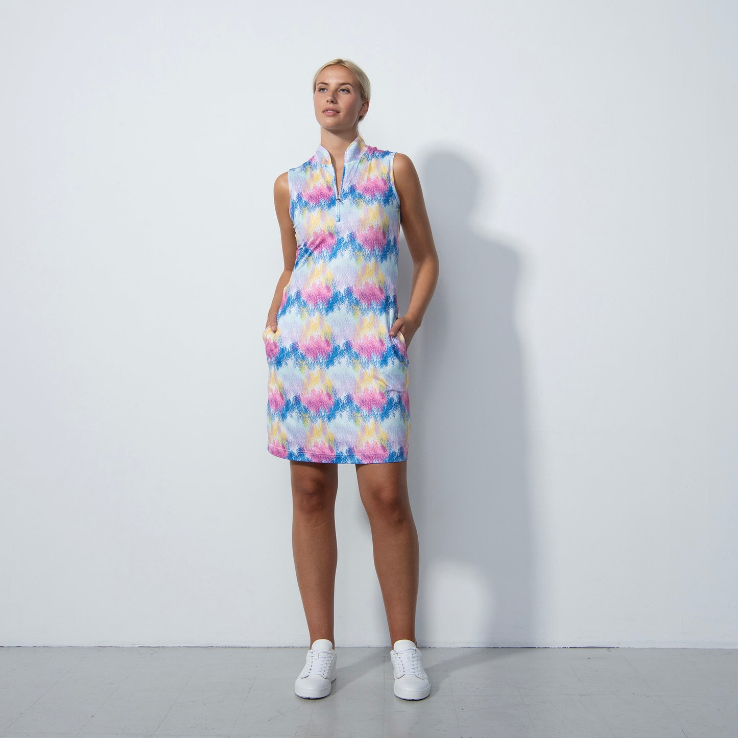 Daily Sports Ladies Sleeveless Dress in a Brushstroke Print - Last One XS Only Left