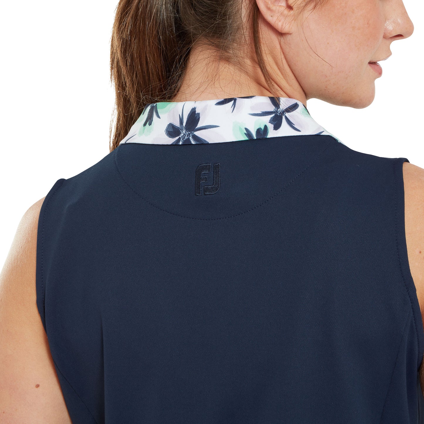 FootJoy Ladies Sleeveless Navy Golf Dress with Floral Trim - Last One Small Only Left