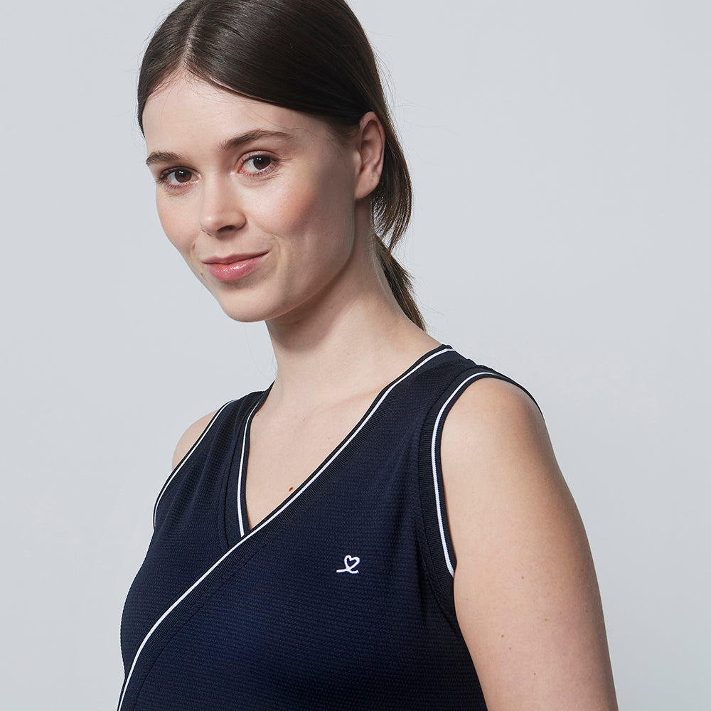 Daily Sports Ladies Navy V-Neck Sleeveless Golf Dress - Small Only Left