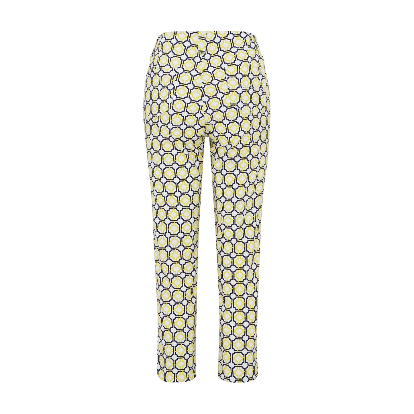 Swing Out Sister Ladies Sunshine and Navy Mosaic Pattern 7/8 Trousers
