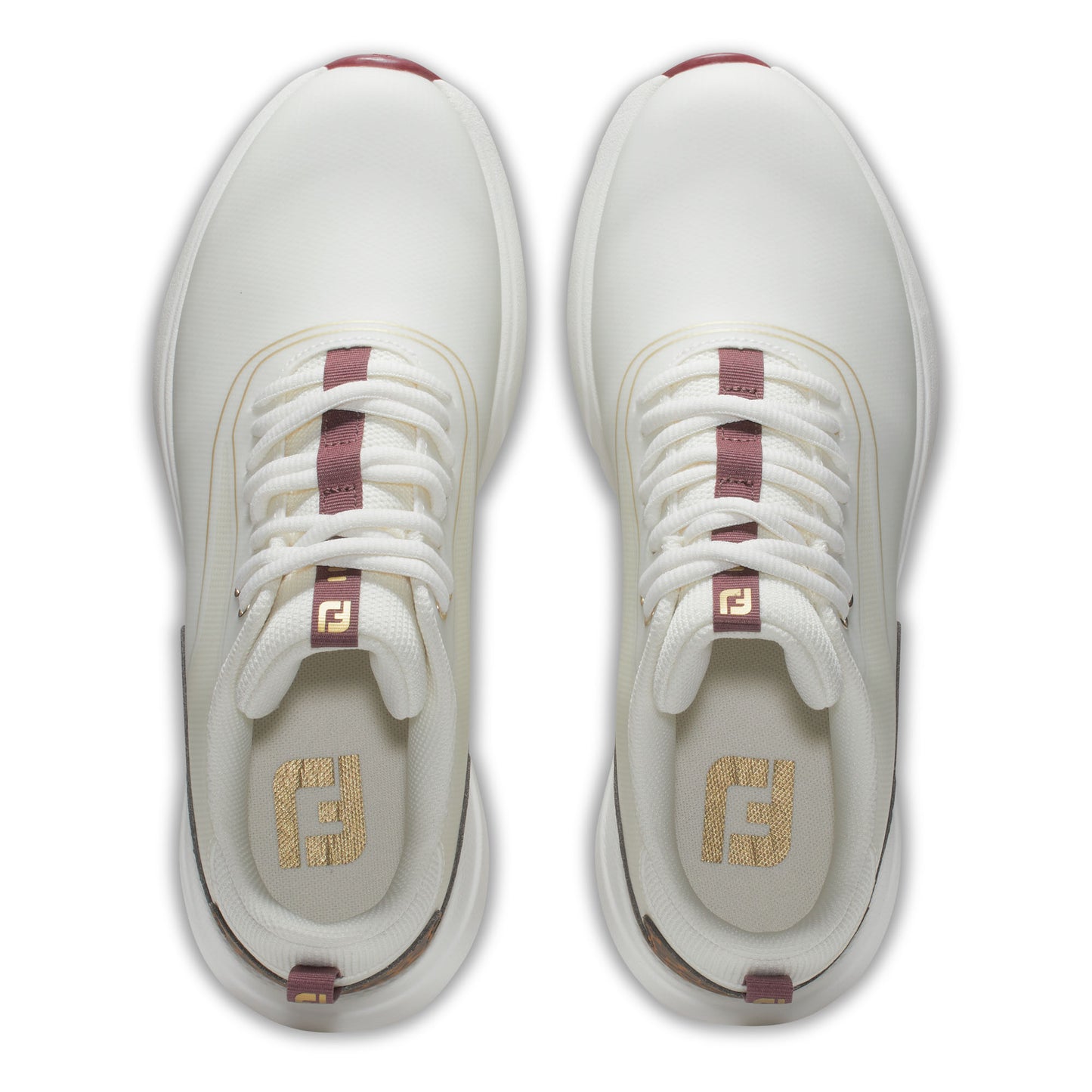 FootJoy Women's Wide Fit Spikeless Waterproof Performa Shoes in Cream and Leopard Print