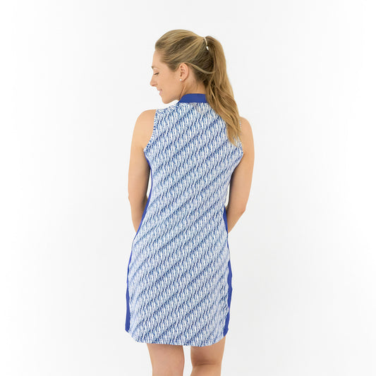 Pure Golf Sleeveless Dress in Abstract Wave Print