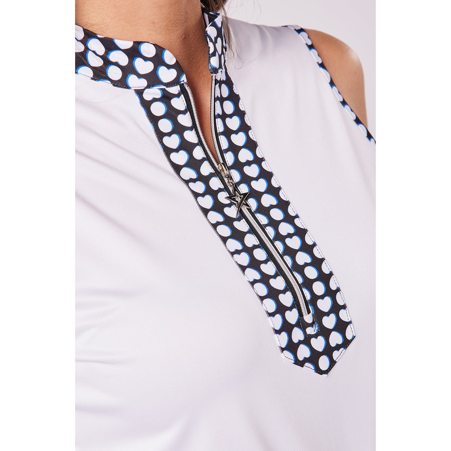 Swing Out Sister Women's Zip-Neck Sleeveless Polo with Contrast Trim