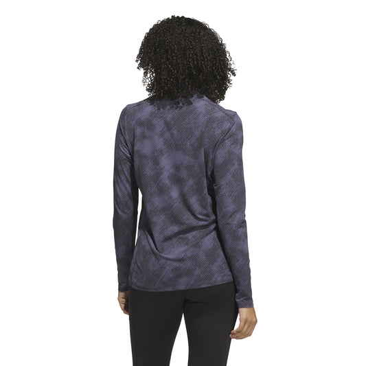 adidas Golf Ladies Zip-Neck Top with Abstract Dot Print - Last One Small Only Left