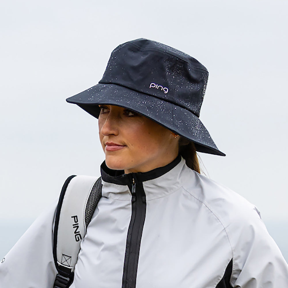 PING Ladies Black Waterproof Golf Bucket Hat