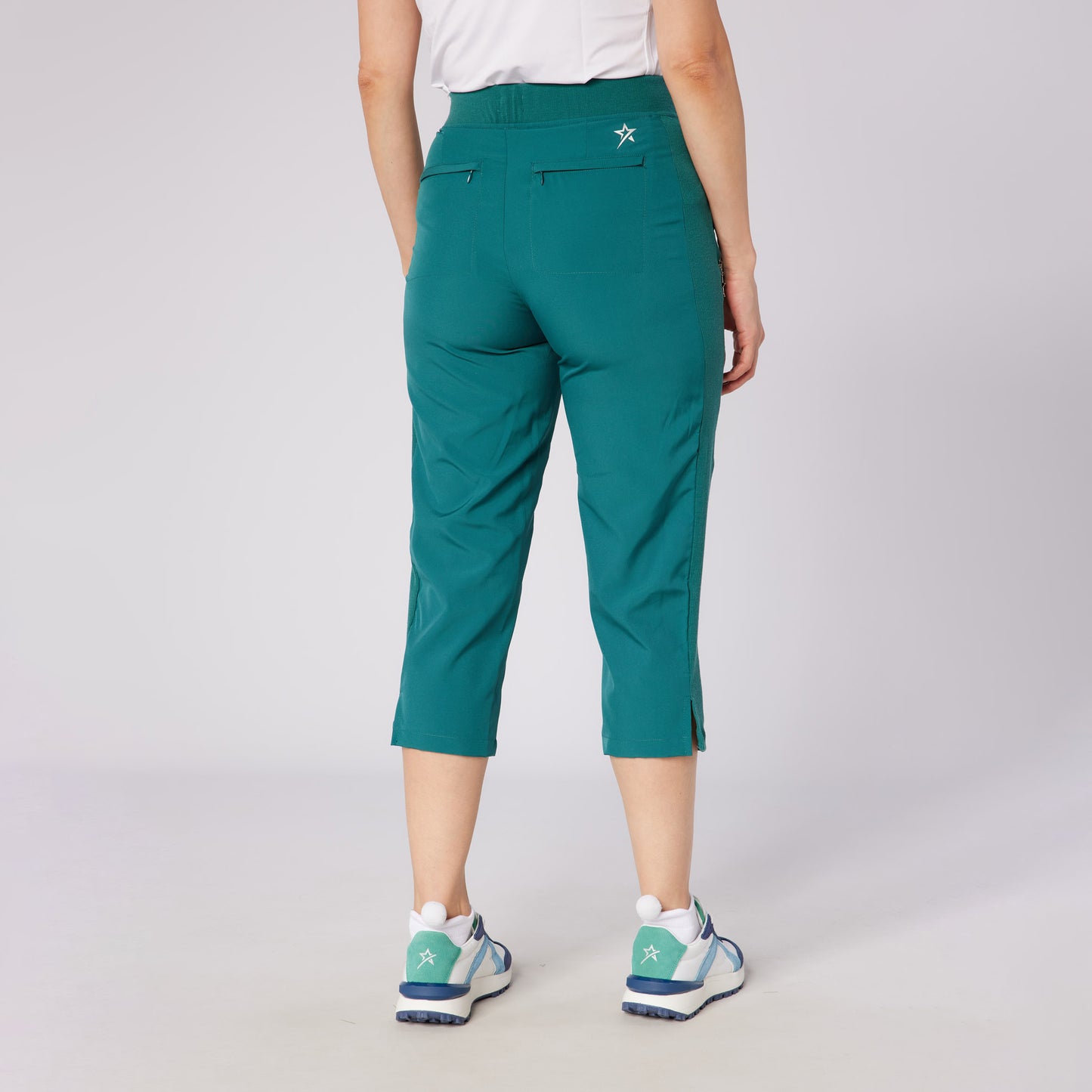 Swing Out Sister Ladies Lightweight Pull-On Capris with Ribbed Side Stripe