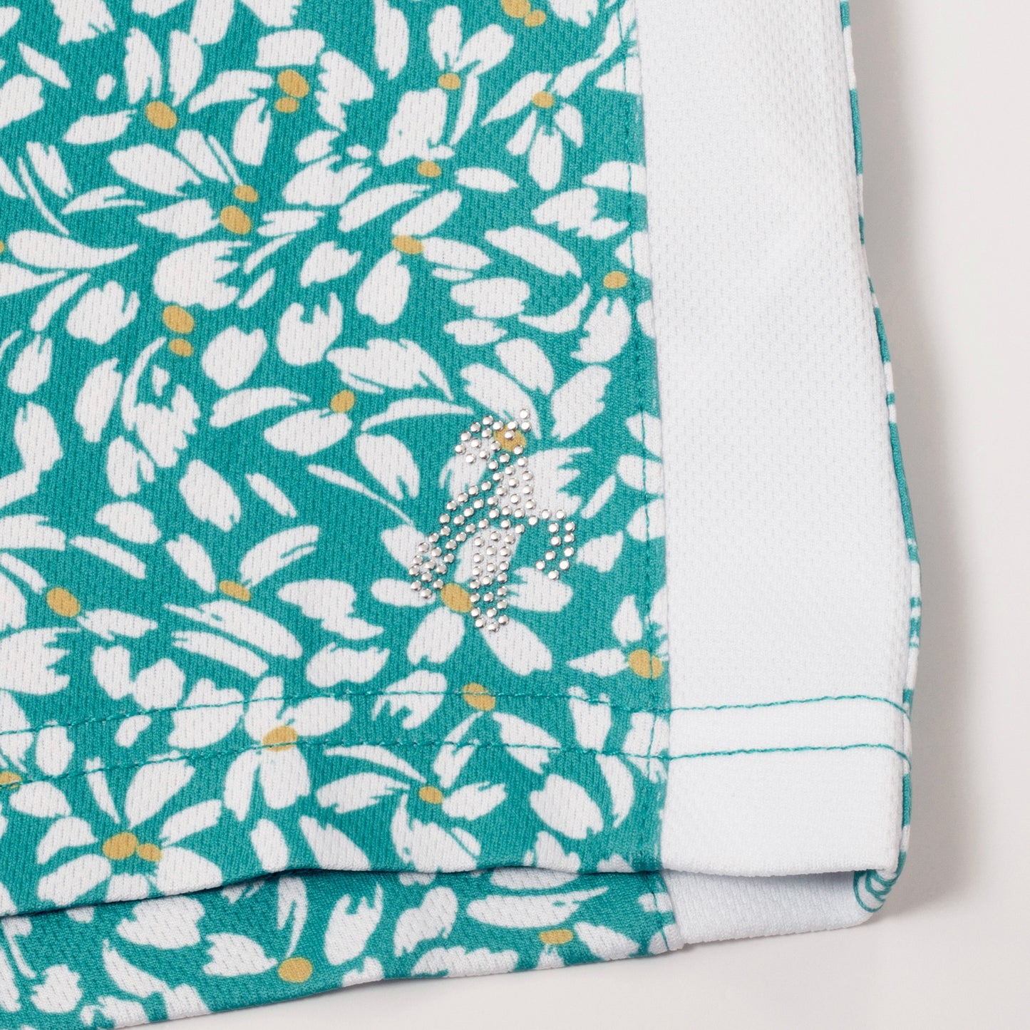 Green Lamb Ladies Pretty Print Short Sleeve Polo with Solid Side Panels