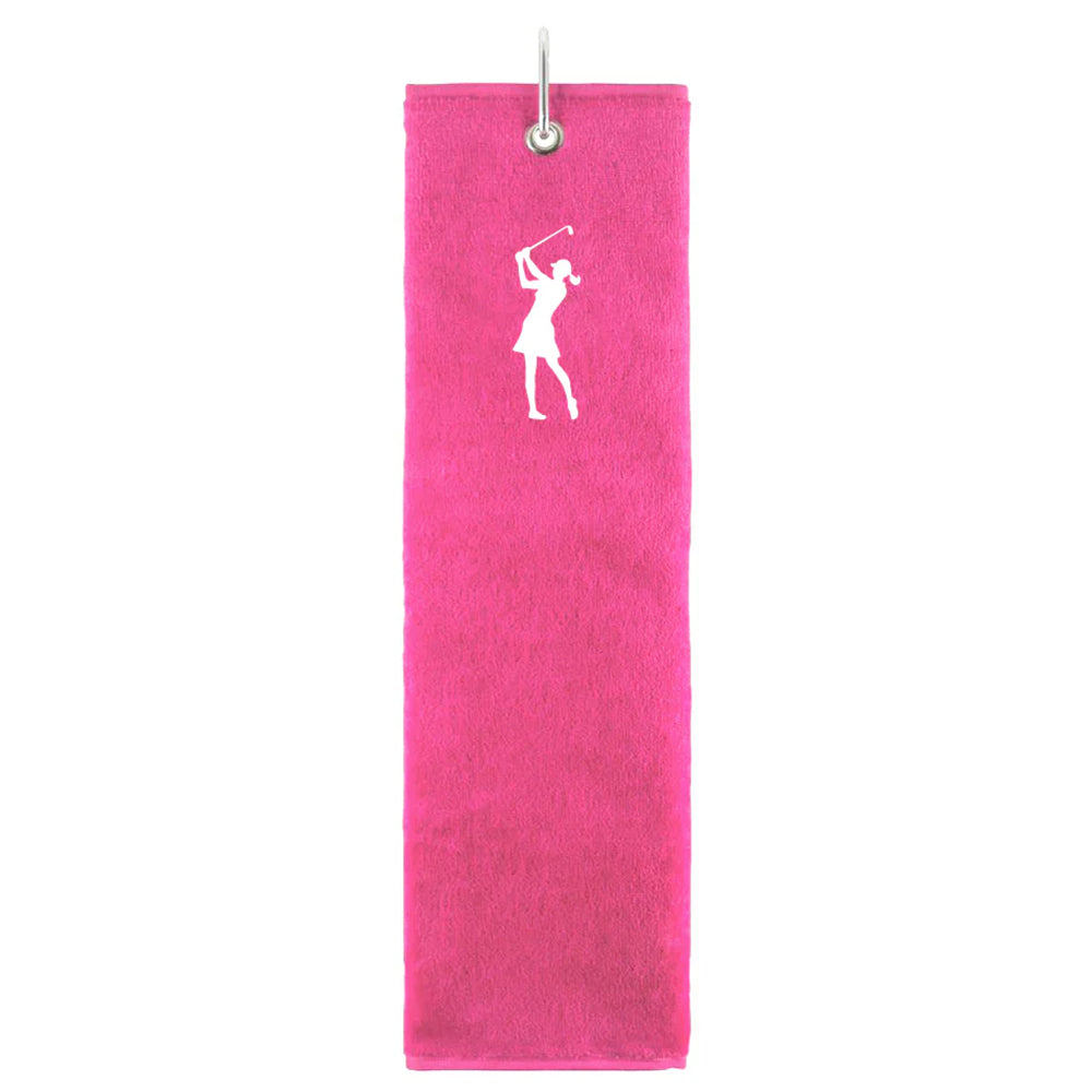 Surprizeshop Ladies Embroidered Lady Golfer Tri-Fold Golf Towel