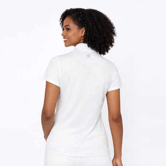 Swing Out Sister Embossed Ladies Polo with Zip Neck β A Stylish Staple for Every Season