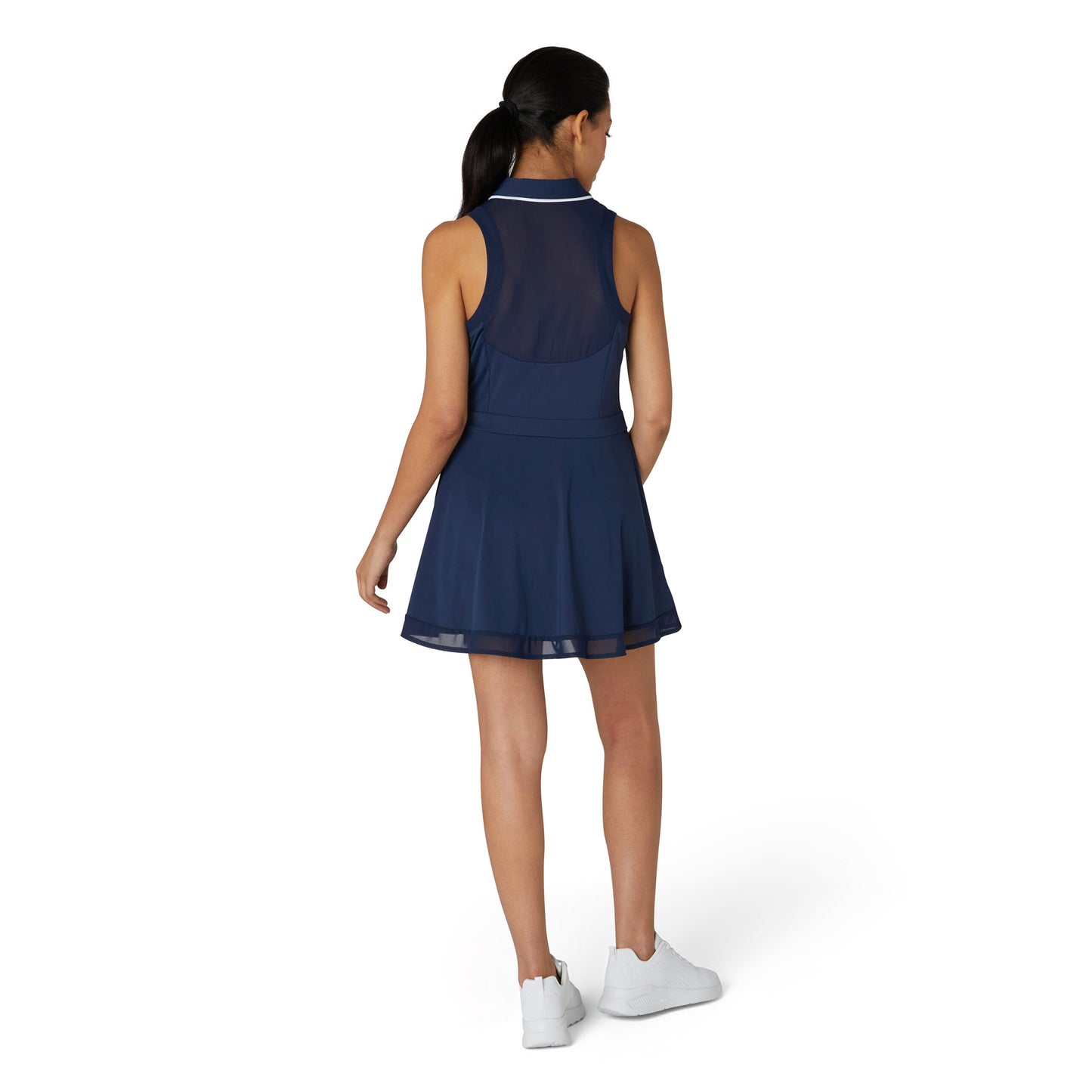 Original Penguin Ladies Navy Sleeveless Dress with Mesh Trim
