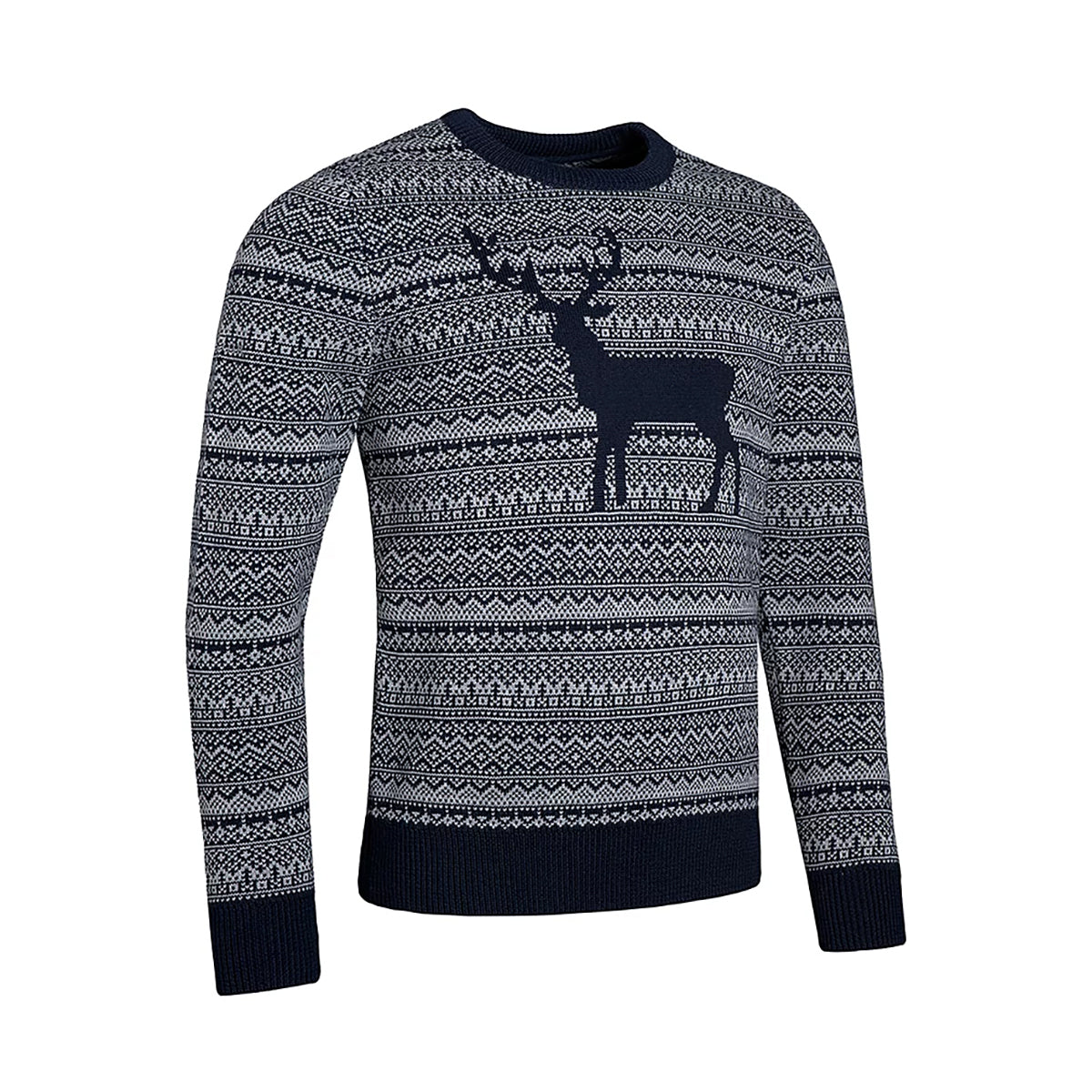 Glenmuir Mens Merino Blend Festive Fairisle Sweater in Navy