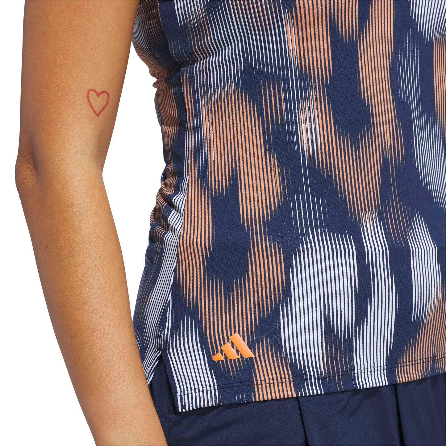 adidas Golf Ladies Sleeveless Polo in Striking Linear Leopard Print for Standout Style