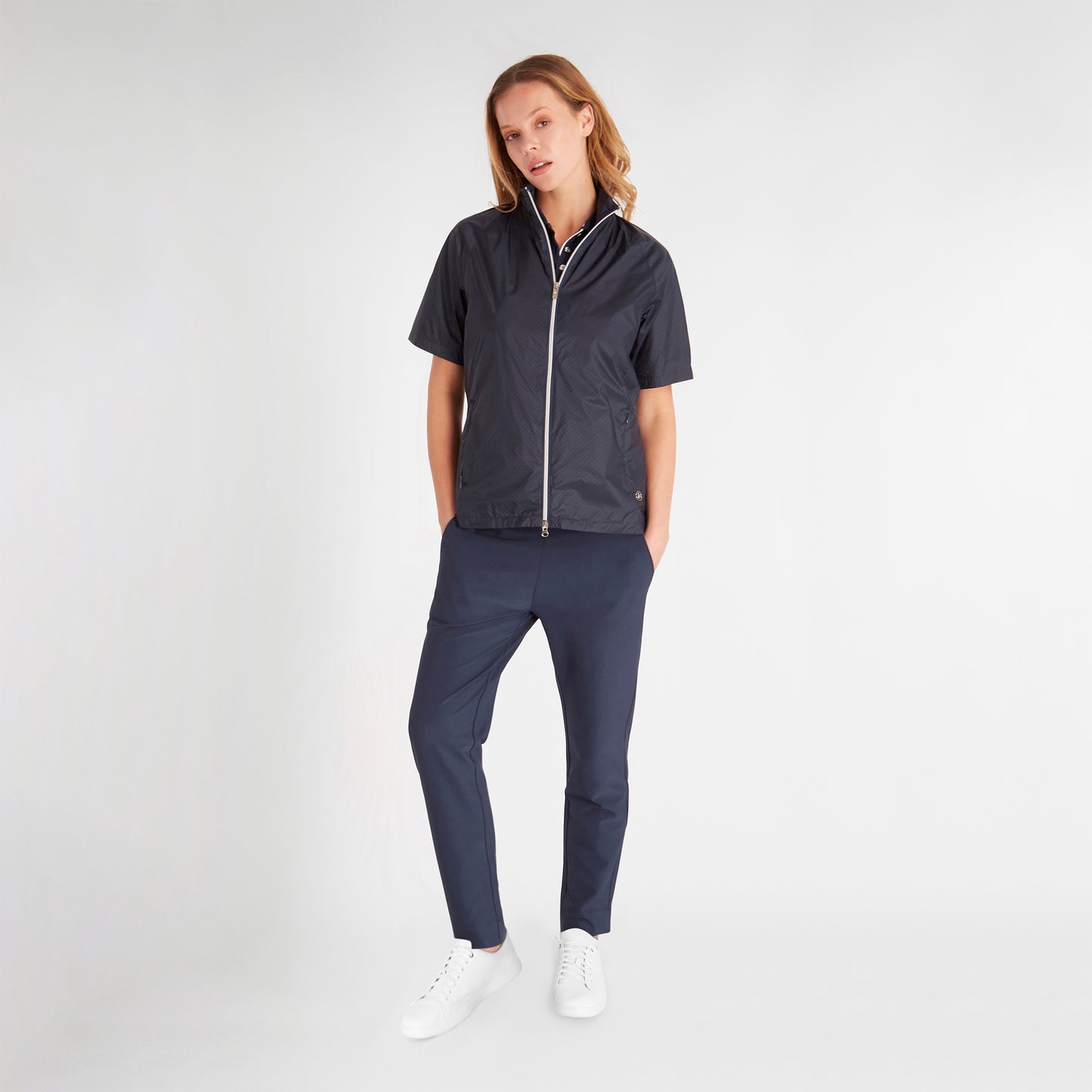 Green Lamb Women's Navy Half-Sleeve Ultra-lightweight Windbreaker - Last One Size 8 Only Left