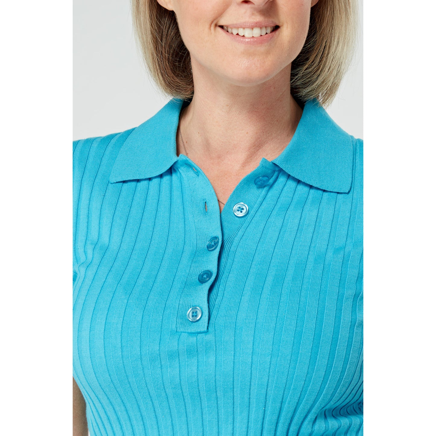 Swing Out Sister Ladies Dazzling Blue Short Sleeve Knitted Top