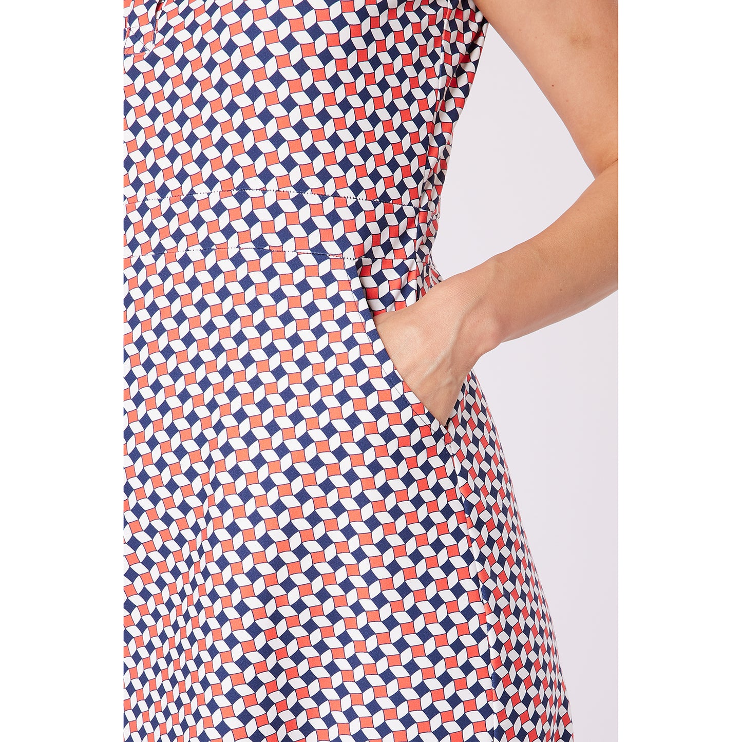 Swing Out Sister Ladies Geometric Tile Print Sleeveless Golf Dress