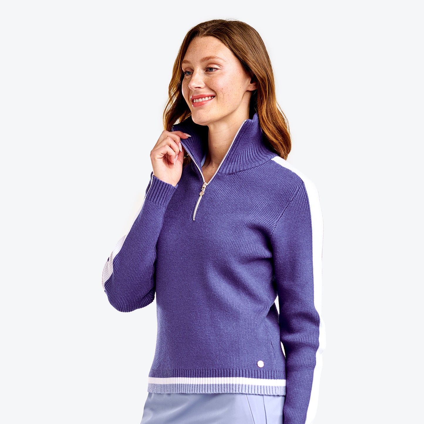 Nivo Ladies Deep Collar Sweater with Contrast Trim