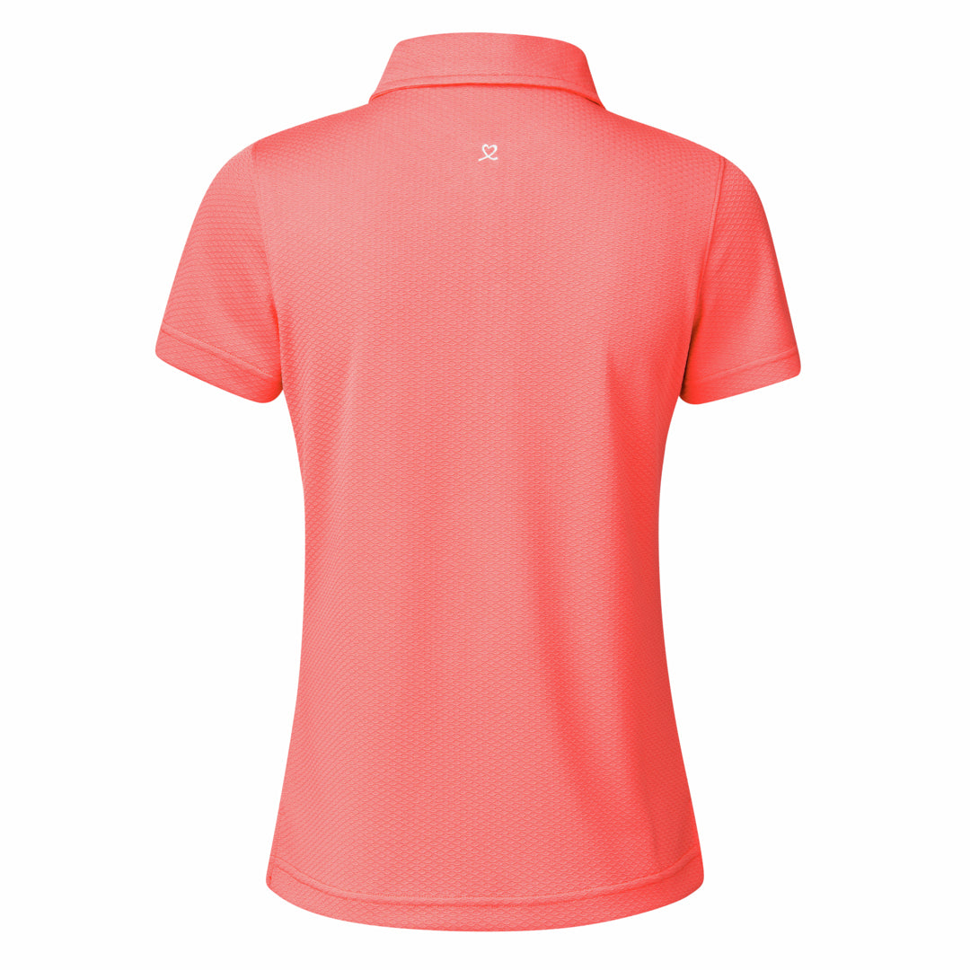 Daily Sports Honeycomb Structured Short Sleeve Polo Shirt in Coral