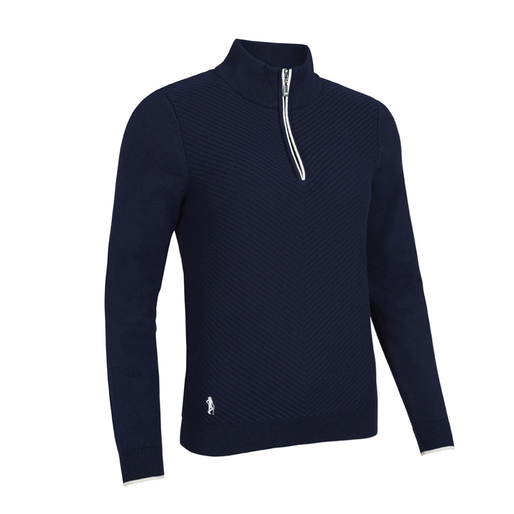 Glenmuir Ladies Navy Zip-Neck Sweater for Effortless Merino Luxury, Wherever the Day Takes You