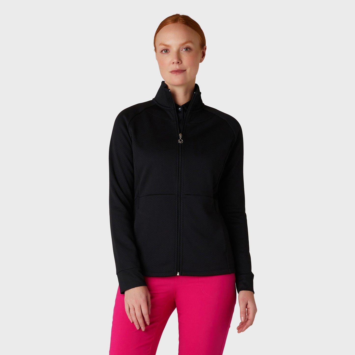 Callaway Ladies Hexagon Lightweight Fleece Golf Jacket in Caviar
