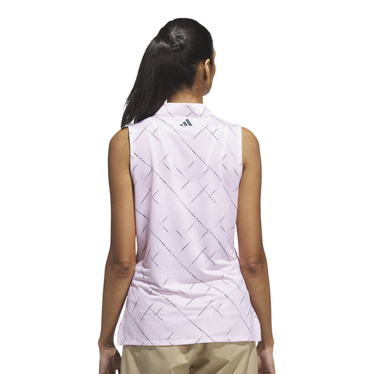 adidas Golf Ladies Linear Print Sleeveless Polo - Last One Large Only Left