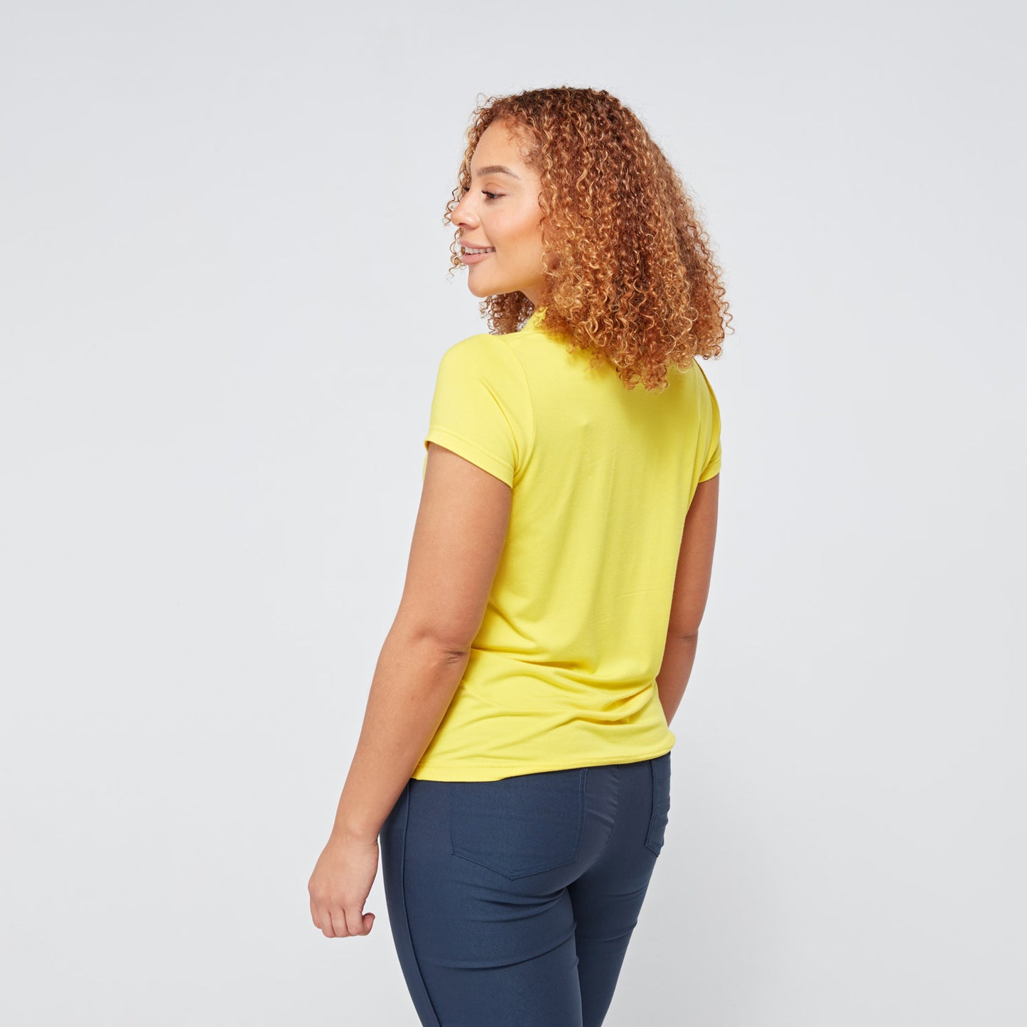 Swing Out Sister Ladies Ultra-Soft Stretch Short Sleeve Polo in Sunshine