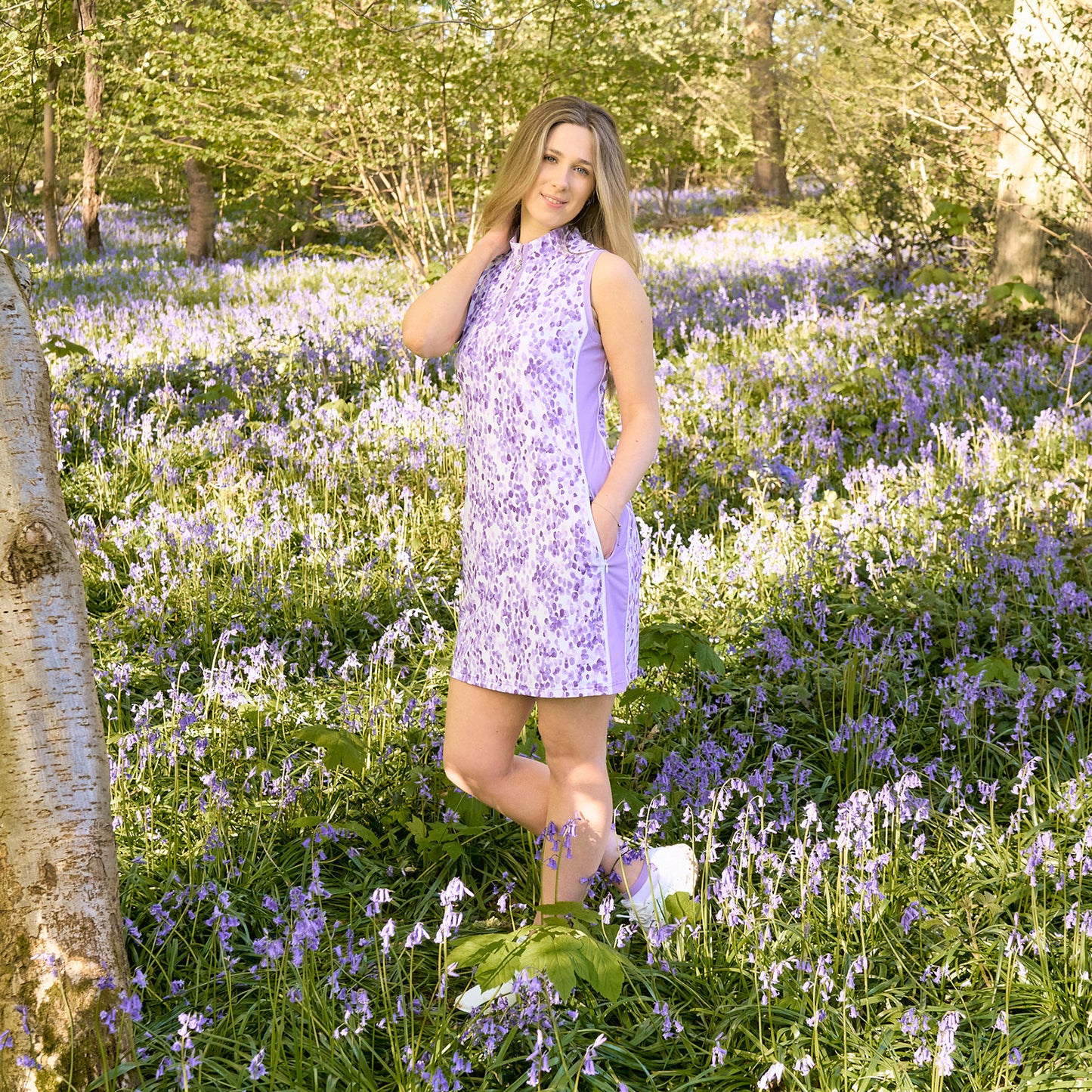 Pure Golf Sleeveless Dress in Dapple Effect Print