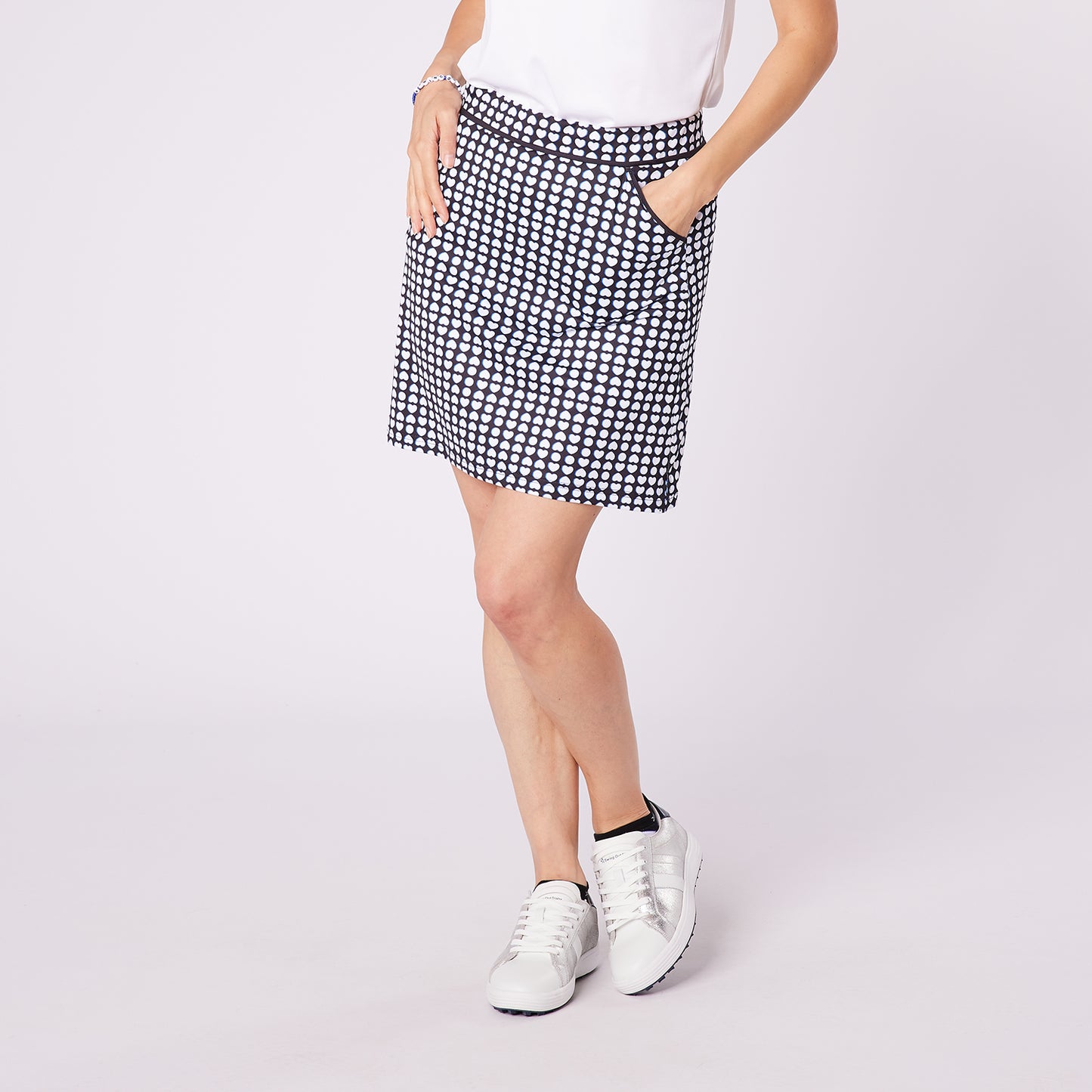Swing Out Sister Womens Pull-On Skort With Heart Print