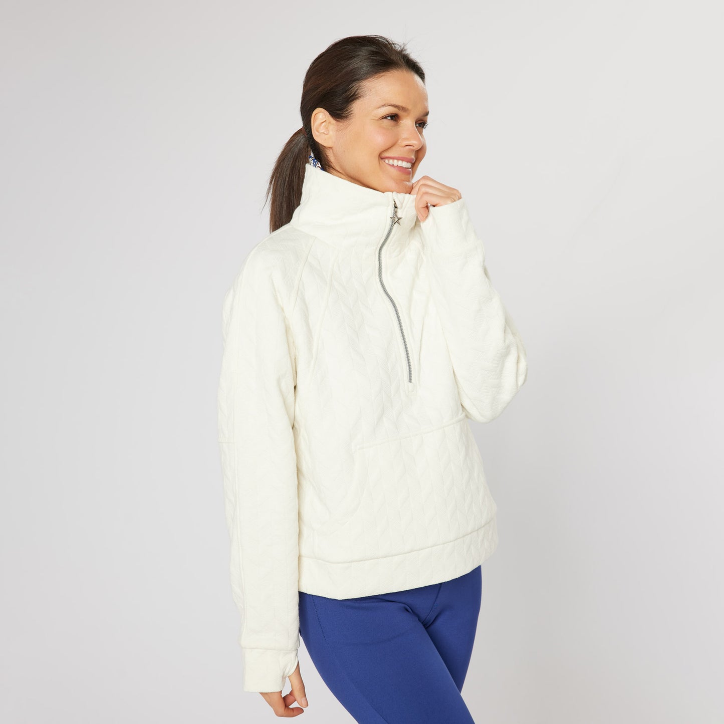 Swing Out Sister Ladies Quilted 1/4 Sweater with Soft-Stretch Lining