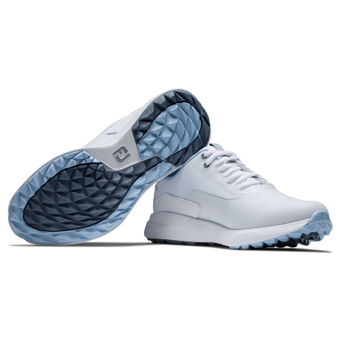 FootJoy Ladies Wide Fit Waterproof Performa Spikeless Golf Shoes in White & Blue