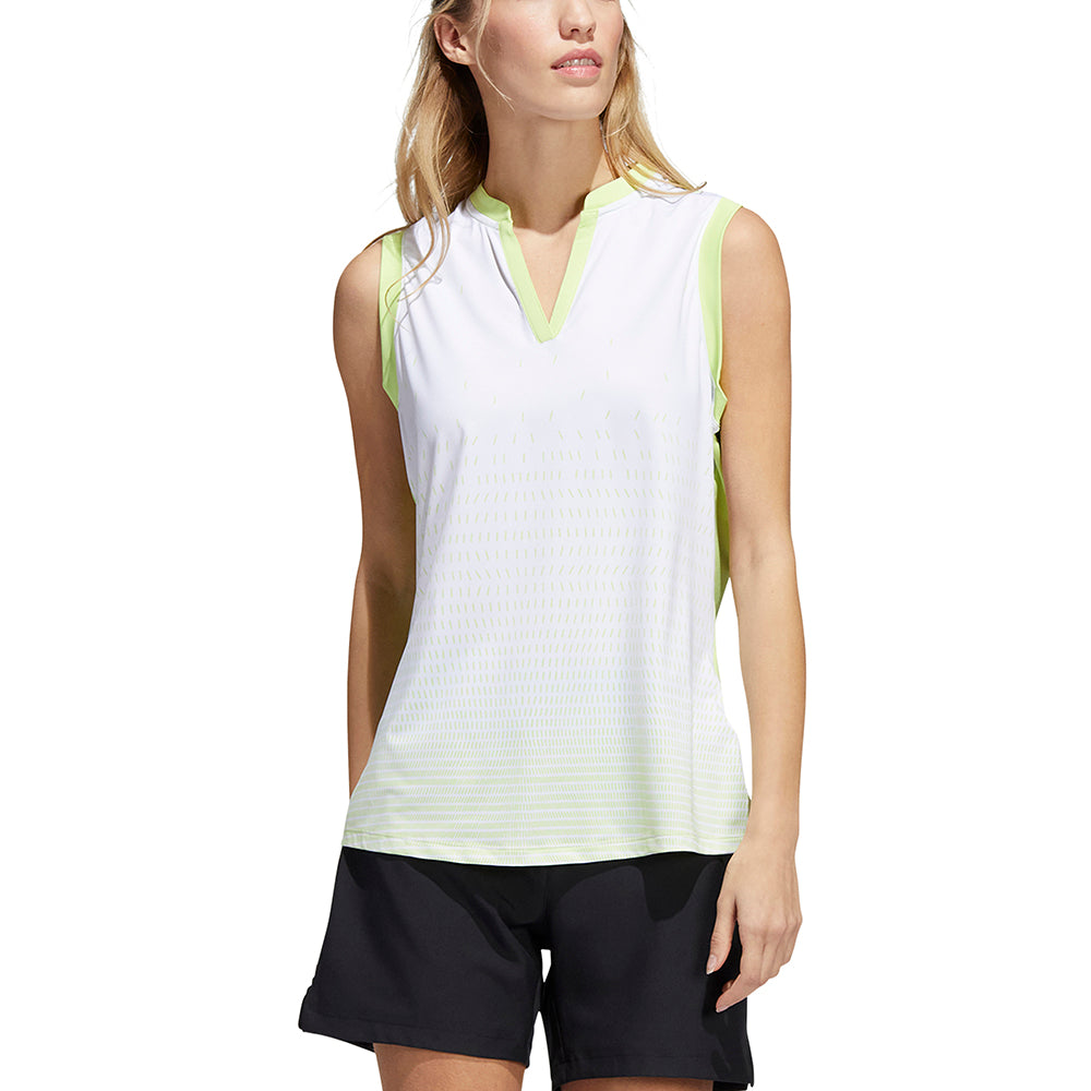 adidas Ladies Printed Front Sleeveless Golf Polo - Last One Small Only Left