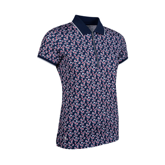 Glenmuir Ladies Navy Printed Polo for Elevated Style with Sophisticated Performance