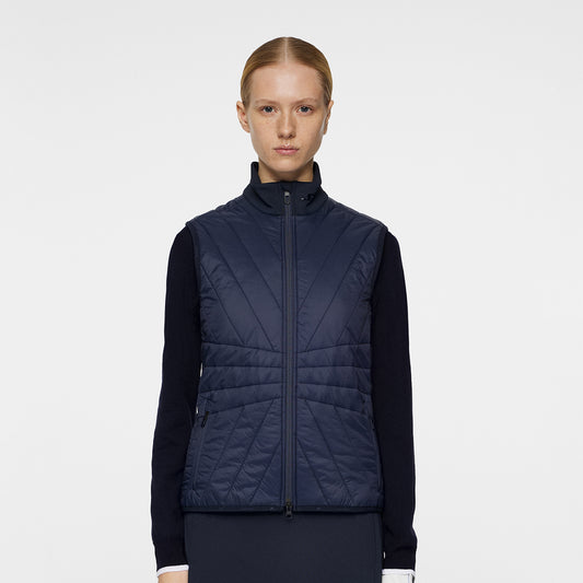 J.Lindeberg Ladies Quilted Hybrid Gilet in Navy